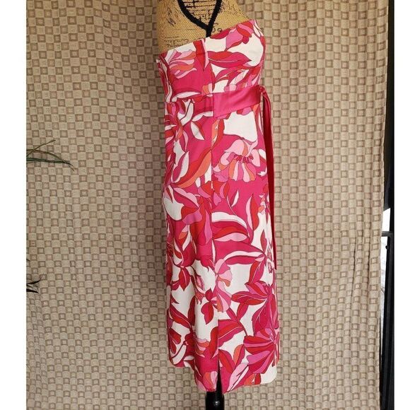 Women's Strapless Pink Dress 8 Floral Sweetheart Beach Resort Coastalcore NWT - Picture 5 of 7